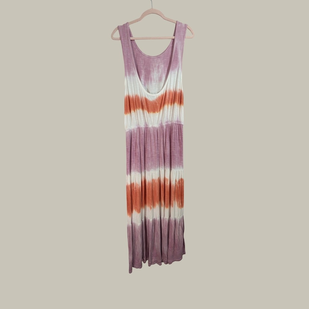 Knox Rose Maxi Dress Womens Large Pink Orange Tie Dye Sleeveless Tiered Boho - Picture 2 of 6